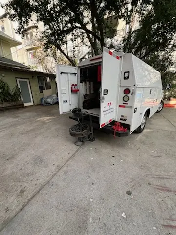 Magnet Plumbing service vehicle on-site for Slab Leak Repair in Placido Bayou
